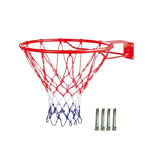 Relaxdays Wall-Mounted Basketball Hoop, incl. Net & Fixings, Outdoor Suitable, Ø: 45 cm, Iron Basketball Ring, Orange