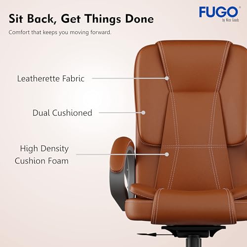 Image of FUGO FG13 Ergonomic Office Chair | Adjustable Height Swivel Chair with 360 Rotation | Comfortable Seating for Home Office & Study | Computer Desk Chair with 3-Year Warranty (Tan)