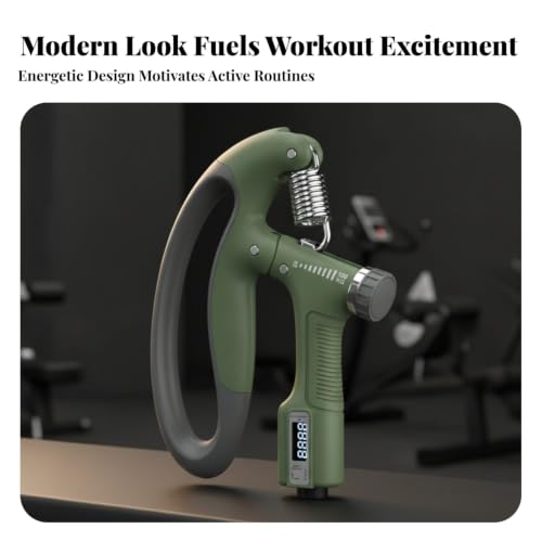 Image of Digital Counter Hand Grip Strength Exerciser U-Shaped Design Adjustable Hand Gripper Metal Spring Finger Exercise Exerciser Knurled Knob, Green|Hand Grippers|Sporting Goods