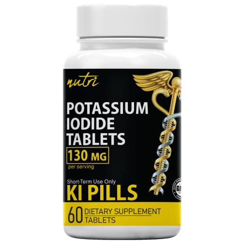 Potassium Iodide Radiation Tablets 130 mg - (60 Tablets) EXP 10/2032 - Ki Pills Potassium Iodine Tablets for Radiation - Potassium Iodine Pills YODO Naciente Anti Nuclear Fallout Pills