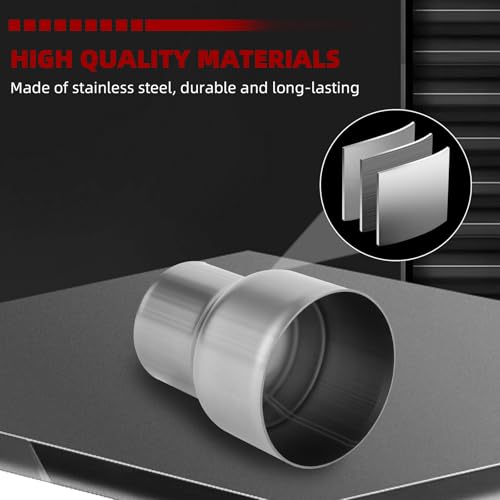 Image of A-KARCK Exhaust Adapter Connector 2.25 inch ID to 3 inch ID, Exhaust Pipe Reducer 4 inch Overall Length 304 Stainless Steel