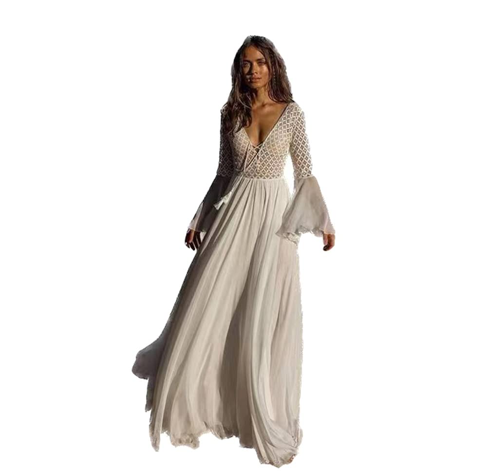 ワンピース [BAU by Bride And You] MICHAEL ribbon tie chiffon long dress Plunge Neckline Bow Shoulder Empire Waist Chiffon Maxi