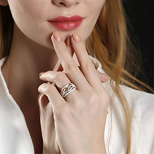Jeulia 1 Carat Wedding Band for Women Sterling Silver Infinity Cubic Zirconia Rings Two Tone Solitaire Engagement Rings Promise Anniversary with Jewelry Gift Box2