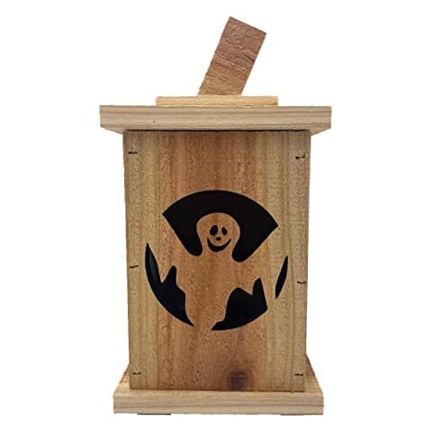 Handcrafted Rustic Cedar Wood Halloween Jack O’Lanterns - Many Designs Available (Ghost) Cover