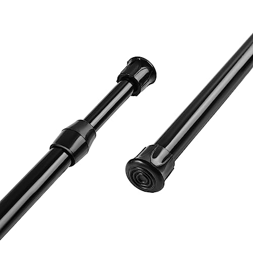 Aluminium Extendable Curtain Rod Tension Pole Easy Fitting For Cupboard Wardrobe Kitchen DIY Projects, Length 40-72cm, Use in Wall distance between 40-68cm, Diameter 1.3cm,Black