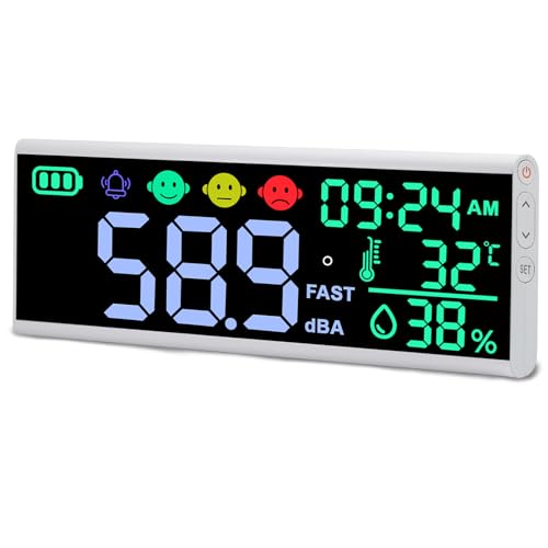 JuviPerpric 5-in-1 Decibel Meter Wall Hanging Sound Decibel Meter, Sound Level Meter with 13