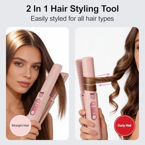 Plancha de Pelo Mini Inalámbrica 2 en 1 Rosa miniatura 4