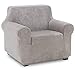 TIANSHU Housse de canapé 1 Place en Velours,Housse de canapé en Peluche en Velours Doux pour canapé,Housses de Meubles de Luxe élégantes avec Accoudoirs Revêtement de Canapé (1 Place,Gris Clair)