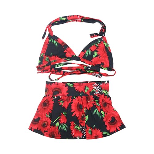 Image of Dog Bikini Swimsuit Summer Puppy Bathing Dress Beach Clothes Cat Costume for Puppy Dog Cat Red Sunflower S