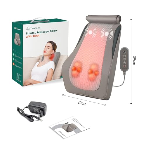 Snailax Masajeador Cervical y Espalda con Calor, Cojín de Masaje Shiatsu, masajeador de espalda Shiatsu, masajeador eléctrico de espalda para cuello/Cervical/hombros, regalos mamá/papá/mujeres - imagen 8