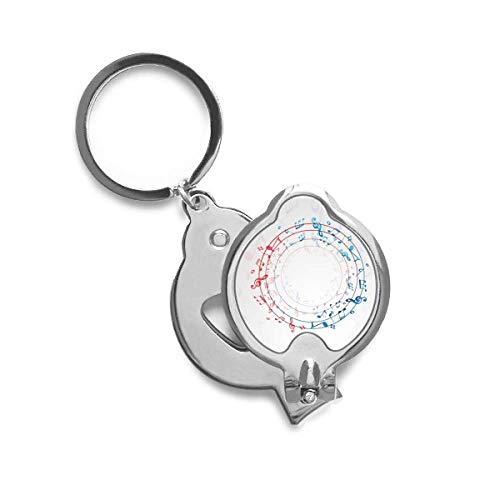 Coupe-ongles rond bleu et rouge à motif de notes de musique pour manucure