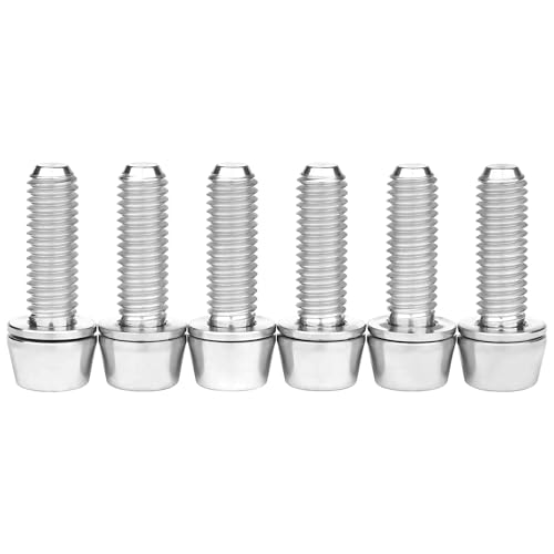Image of Titanium Ti Allen Hex M5x16 18mm Tapered Head Bolt with Washer Screw for Bicycle Stem Parts Pack of 6 (Normal Titanium, M5x16mm)