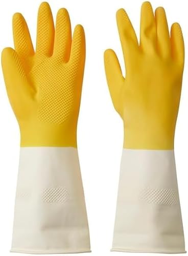 Image of Ikea RINNIG Cleaning gloves, bright yellow/off-white, M