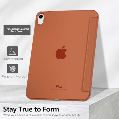 Image of MoKo for iPad (A16) 11th Generation Case 11 Inch 2025, iPad 10th Generation Case 10.9 Inch 2022, Slim Stand Hard PC Translucent Back Shell Smart Cover, Support Touch ID, Auto Wake /Sleep, Dark Coffee