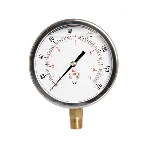 Manomètre de pression d'huile 4" en acier inoxydable 3/8 NPT 160 PSI