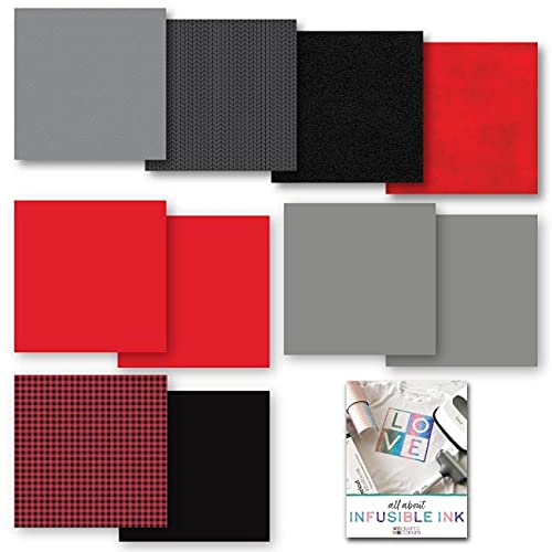 Cricut Buffalo Check Plaid Infusible Ink Transfer Sheet Bundle, Buffalo Checkers, Steel Plate, Cherry and Grey, 12