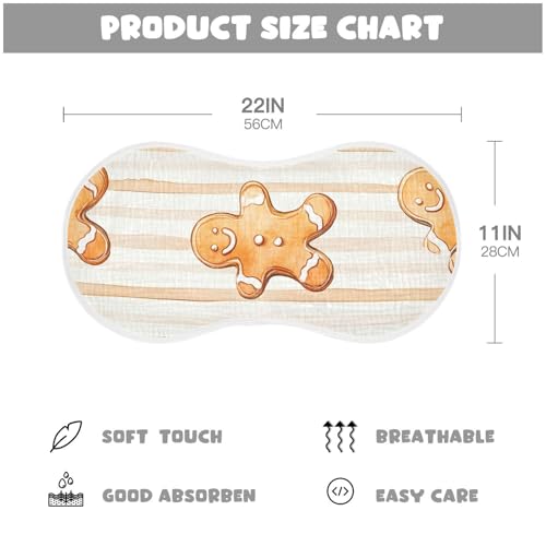 2 Pack Baby Burp Cloths, Soft Absorbent Burping Cloths for Babies, Cotton Milk Spit Up Rags, Large Size for Newborns, Baby Boys and Girls (Gingerbread Cookie Pattern)4