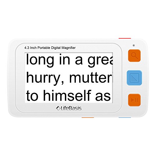 LifeBasis Video Lupa Portátil de 4.3 Pulgadas Lupa electrónica para Ayuda de Lectura con 17 Modos de Color para visión reducidas y daltonismo