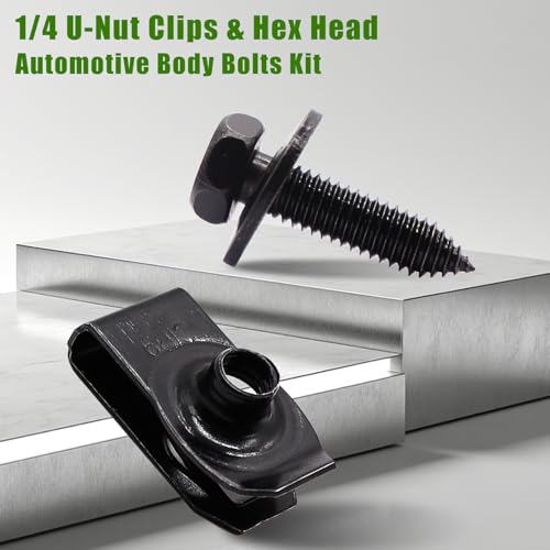 mxuteuk 50pcs 14 u-nut clips amp hex head automotive body fender bolts kitfor most cars fenderengine undertray cover engine cover amp bumper fender liner