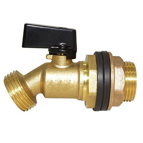 Hooshing Rain Barrel Spigot 1/2" Inlet to 3/4" GHT Thread Outlet with Quarter Turn Ball Valve Bulkhead Faucet for Water Tanks Bucket