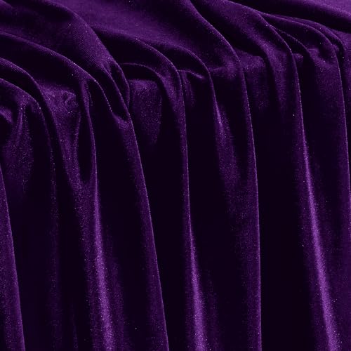 Kkjiaf Dark Purple Stretch Velvet Fabric 60 Inch Wide, 1 Yard Soft Stretchy Fabric For Sewing Clothes, Apparel, Costume, Crafts - 90% Polyester 10% Spandex
