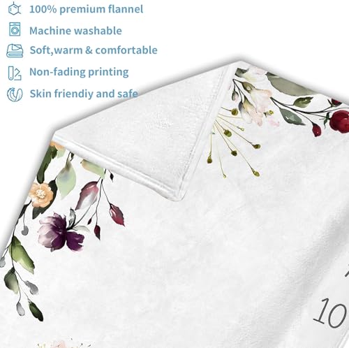 Image of OLIVE OLIVIA Monthly Milestone Blanket, First 12 Months Baby Milestone for Baby Girls, Perfect Baby Blanket Gifts with Pentagram Frame, 50 inchx60 inch