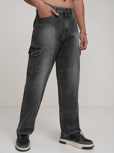 Image of Highlander Men's Regular Fit Cargo Pocket Jeans | Clean Look | Cotton Comfort | Utility Style
