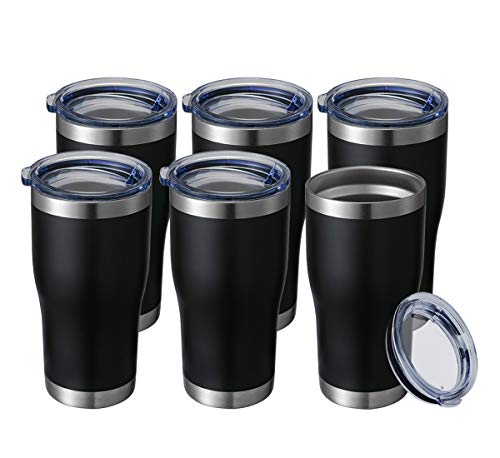 Image of HASLE OUTFITTERS 20 oz Tumbler Bulk, Stainless Steel Tumblers with Lid, Vacuum Insulated Tumbler, Double Wall Tumbler Cup, coffee mugs, Black, 6 Pack