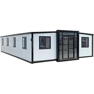 Antique Avenue Portable Prefabricated Tiny Home 20x20ft, Mobile Expandable Plastic Prefab House for Hotel, Booth, Office, Guard House, Shop, Villa, Warehouse, Workshop (with Restroom)