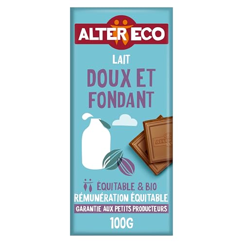 ALTER ECO - Chocolat Lait Doux et Fondant - Sans additifs - Bio & Équitable - Origine Pérou - 100 g (L'emballage peut varier)