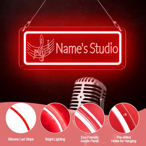 Image of Personalized Studio Neon Sign,Customizable Dimmable Acrylic Name Music LED sign for Music Room, Recording Studio, Gift for Musicians Audiophiles Enthusiasts