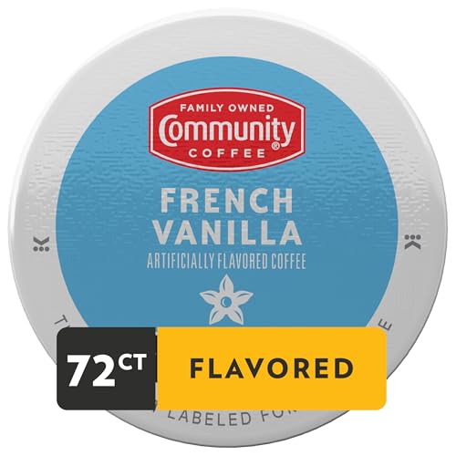 Image of Community Coffee French Vanilla Flavored 72 Count Keurig K-Cup Coffee Pods, Medium Roast, 12 Count (Pack of 6)