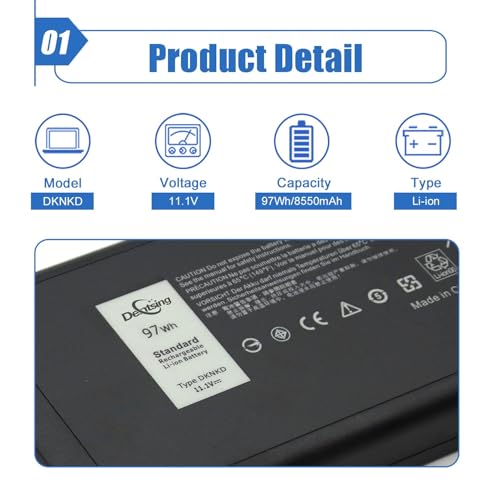 Image of DKNKD (11.1V 97Wh /8550mAh) X8VWF Laptop Battery Compatible with Dell Latitude 14 Rugged 5404 7404 E5404 E7404 Series Notebook 4XKN5 CJ2K1 5XT3V 05XT3V VCWGN 0VCHGN 09FN4 XN4KN XRJDF YGV51