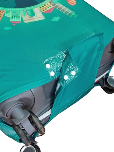 Image of Cortina Abstract Design Travel Suitcase Protective Cover|Medium|Fits 22 inch-26 inch Luggage|Eco-Friendly|Polyester-Spandex|65cm (24 inch)|Luggage Protectors|Anti Scratch|Pack of 1|Blue 6