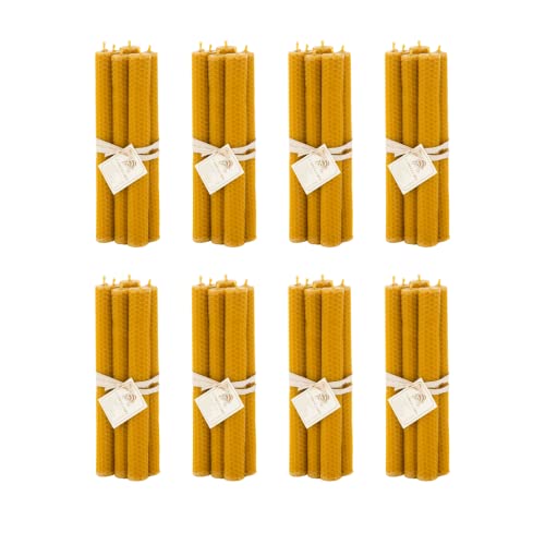 Velas de miel artesanales 20 × 2 cm hechas con cera de abeja natural y mecha de algodón; ideales para ritual, meditación y decoración, velas de cera de abeja natural sin aditivos en un PACK de 48.