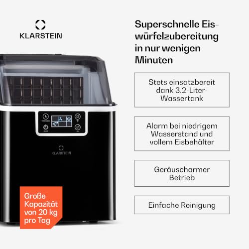 Klarstein Eiswürfelmaschine für Zuhause Camping Gastro, Schnelle Mini , Profi Eismaschine für Große Kleine Klare Eiswürfel… – Ansicht 2