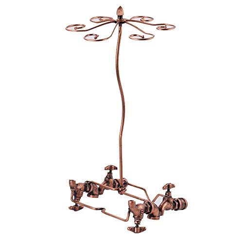 Rack à verres à vin suspendus avec 6 crochets stables en bronze