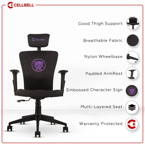 Image of CELLBELL Leo Series Marvel Black Panther Ergonomic High Back Fabric Office Chair /Gaming /Computer /Cyber Chair with 3D Arm Rest and Moulded Foam Seat [Black]