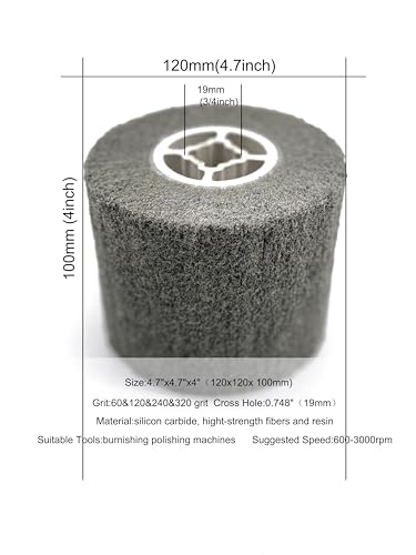Image of 4 Pcs 60 Grit Stripping Drum 4.7 inch x 4 inch | Abrasive Drawing Polishing Wheel, Surface Conditioning Tool Drum, For Metal Rust Paint and Coating Removal