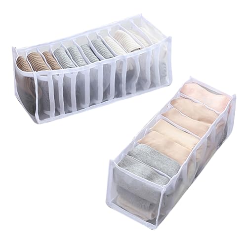 Best Mesh Storage Drawers for Clothes to Maximize Closet Organization 3 ccHuDE 2 Pcs 11 Grids 7 Grids Underwear Drawer Organisers Sock Drawer Organizer Divider Underwear Storage Boxes Foldable Closet Dresser Drawer Organizer for Storing Socks White