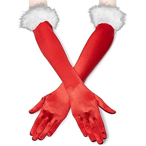 Howriis Long Satin Opera Gloves Elastic 19" Elbow Feather Gloves for Halloween Costume Cover