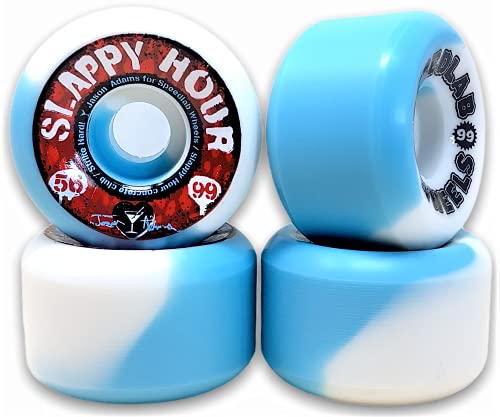 Speedlab Wheels Jason Adams Slappy Hour White/Blue Swirl Skateboard Wheels - 56mm 99a (Set of 4)