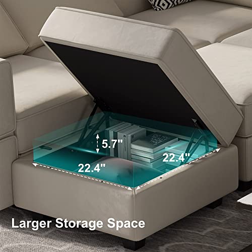 Belffin Modular Large Sectional Sofa with Storage Seat Oversized U Shaped Couch with Reversible Chaise Modular Sofa Set with Ottoman Velvet Grey