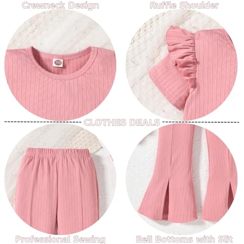 Image of Toddler Girls Flare Pants with Slit Outfit for 2T - 5T Summer