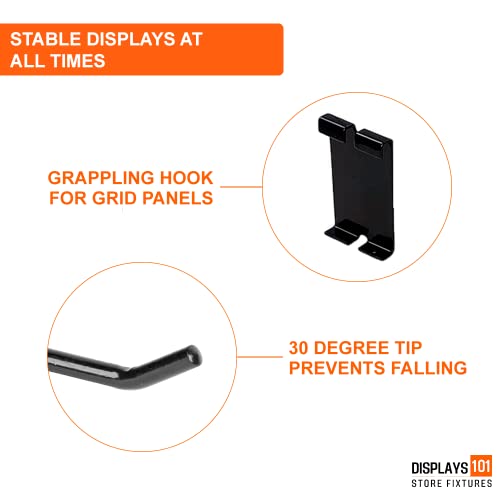 Displays101 15-Pack Gridwall Hooks 2" Long, Retail Display Hooks For Gridwall Panels Or Slat Grid Panels, 30 Degree Tip. Fits Any Standard Grid Wall Panel. Black Color #TOP3