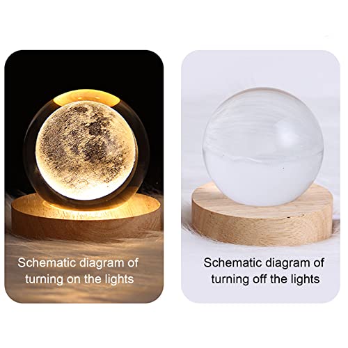HFEHSKJ 3D Galaxy Crystal Ball Night Light, LED Solar System Crystal Ball Night Light with Wooden Base, Moon Planet Crystal Ball Lamp for Boys Girls Family Friend(Nebula)