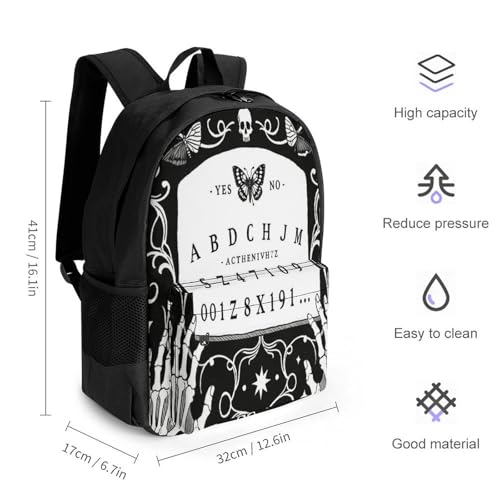 Casual Daypack Multipurpose Anti-Theft Large Capacity Carry On Bag - Cat Skull Head Witch Magic Spirit Board Black Gothic Casual Daypack Climbing Shoulder Bag With Padded Straps2