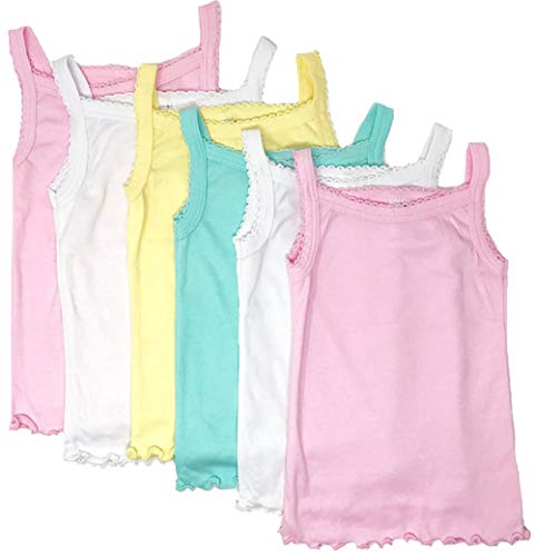 I&S Girl's 4 Pack Soft Cotton Cami Spaghetti Strap Tank Tops Undershirts (0-3 Months, Pastel Colors(4 Pack))