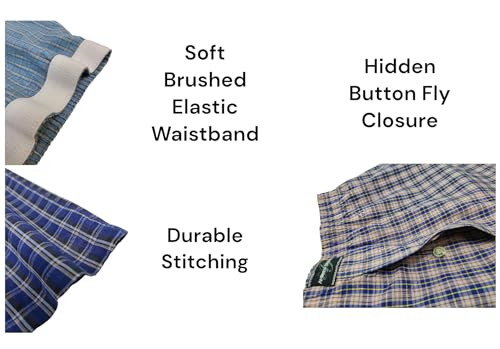 Andrew Scott Men's Cotton Blend Plaid Boxer Underwear Shorts |Big Man| Sizes S to 6XL - Multi Packs4