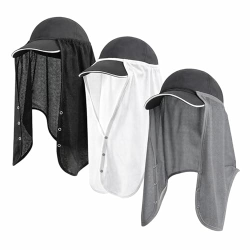 Image of Geyoga 3Pcs UV Sun Protection Neck Drape | Adjustable Neck Shade, Mesh Neck Sun Protection, Breathable Sun Protector, Hat Drape for Fishing, Hiking and Outdoor Work